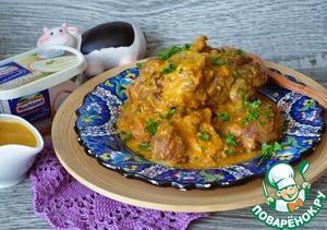 Говяжья голяшка в сливочно-овощном соусе Говяжья голяшка в сливочно-овощном соусе