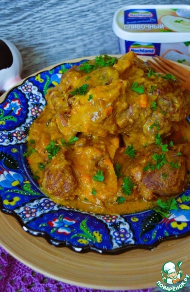 Говяжья голяшка в сливочно-овощном соусе Говяжья голяшка в сливочно-овощном соусе