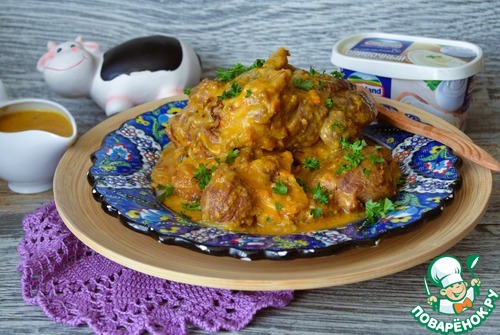 Говяжья голяшка в сливочно-овощном соусе Говяжья голяшка в сливочно-овощном соусе