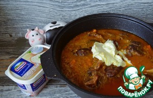 Говяжья голяшка в сливочно-овощном соусе Говяжья голяшка в сливочно-овощном соусе