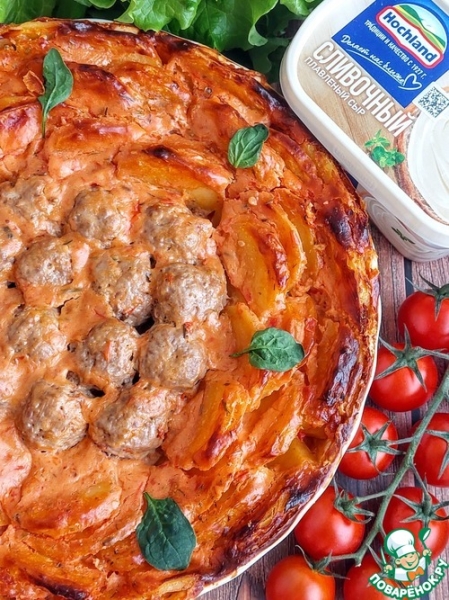 Картофель с фрикадельками в сырно-томатном соусе Картофель с фрикадельками в сырно-томатном соусе