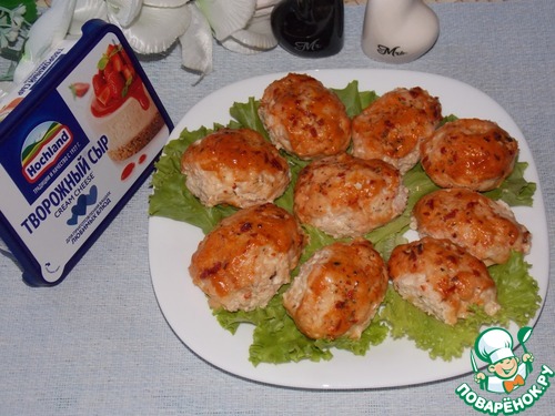 Котлеты с творожным сыром в духовке Котлеты с творожным сыром в духовке