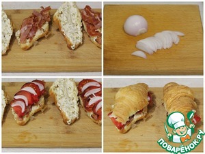 Круассаны с беконом и сыром