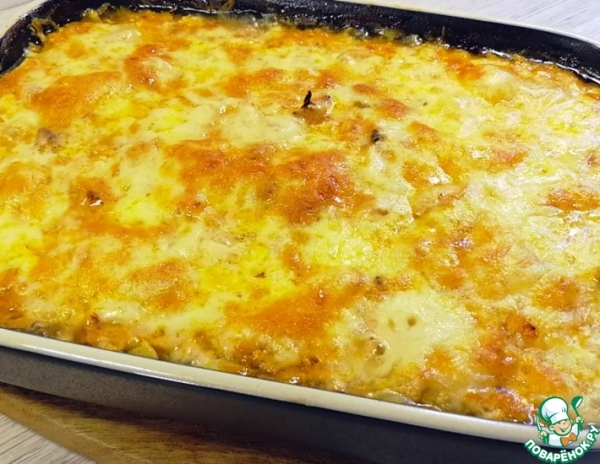 Куриная запеканка со сметанной заливкой