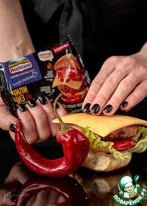 Острый бургер с куриной котлетой Острый бургер с куриной котлетой