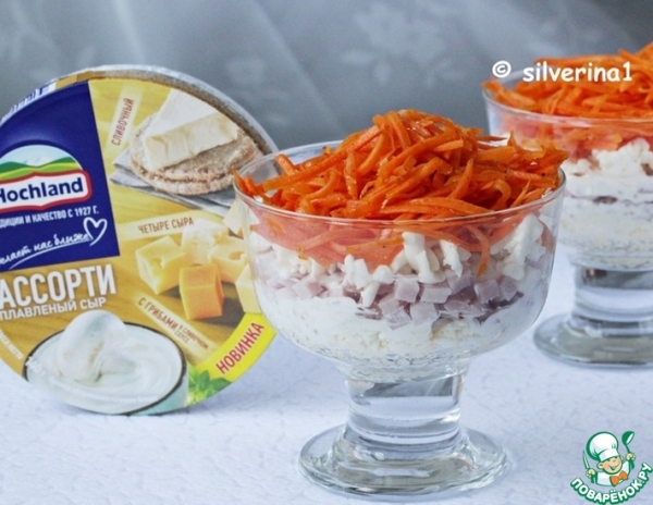 Салат с ветчиной и плавленым сыром Салат с ветчиной и плавленым сыром