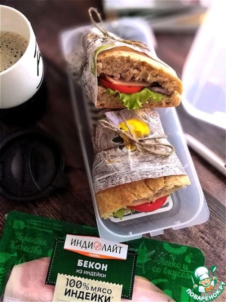 Сэндвичи из ржаной лепёшки с беконом Сэндвичи из ржаной лепёшки с беконом