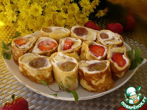 Сладкие роллы из яичных блинов