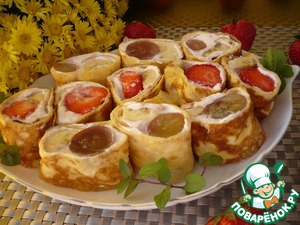 Сладкие роллы из яичных блинов