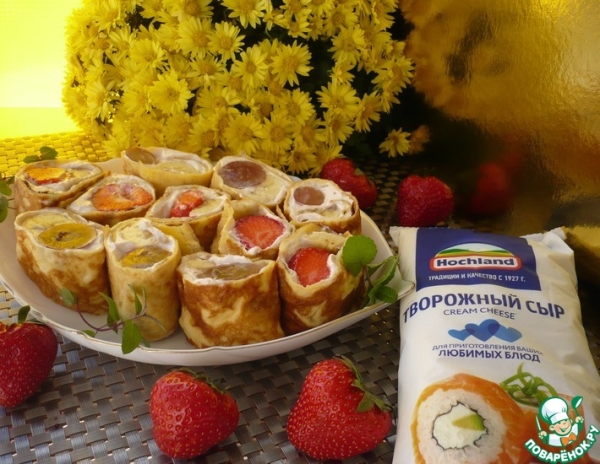 Сладкие роллы из яичных блинов