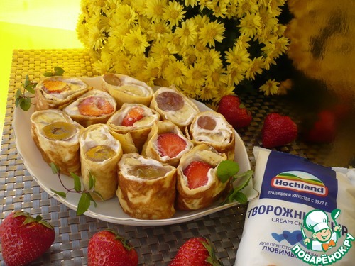 Сладкие роллы из яичных блинов