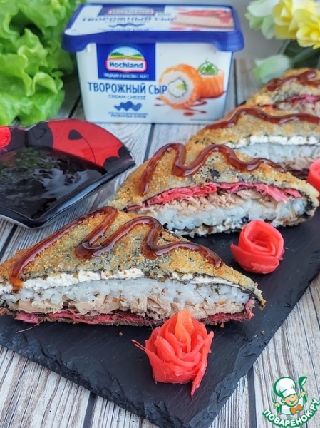 Суши-сэндвич с тунцом и имбирём Суши-сэндвич с тунцом и имбирём