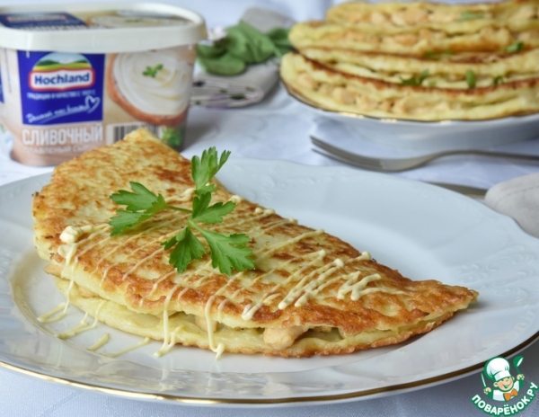 Сырная курочка в кабачковых блинчиках