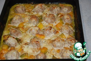 Сырная тыква с тефтелями Сырная тыква с тефтелями