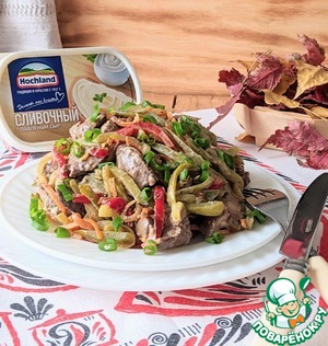 Тёплый салат из куриной печени "Осенний"