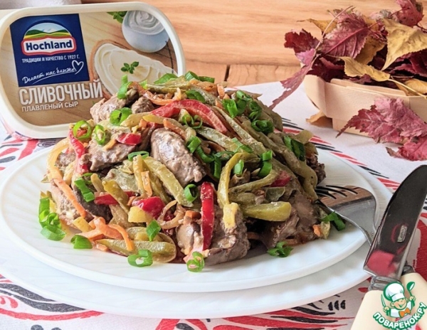 Тёплый салат из куриной печени "Осенний"