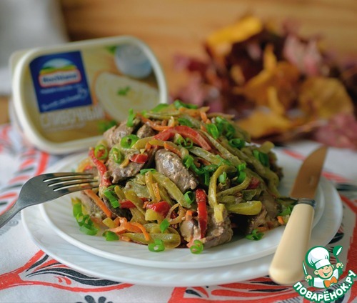 Тёплый салат из куриной печени "Осенний"