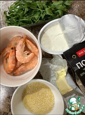 Тосты с креветками на злаково-чечевичной поленте Тосты с креветками на злаково-чечевичной поленте