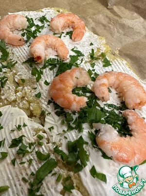 Тосты с креветками на злаково-чечевичной поленте Тосты с креветками на злаково-чечевичной поленте