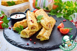 Трубочки с сыром и колбасой Трубочки с сыром и колбасой