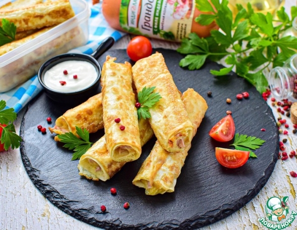 Трубочки с сыром и колбасой Трубочки с сыром и колбасой