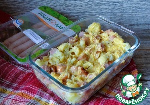 Запеканка из цветной капусты и колбасок Запеканка из цветной капусты и колбасок