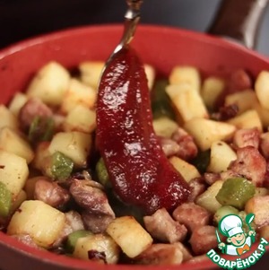 Жареная картошка с мясом Жареная картошка с мясом