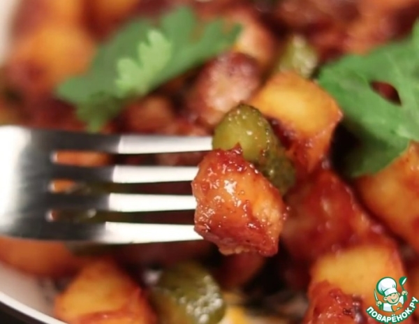 Жареная картошка с мясом Жареная картошка с мясом