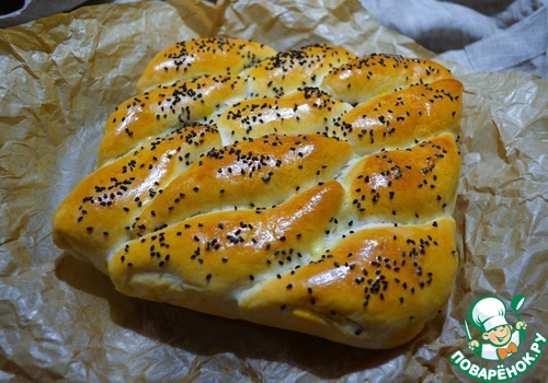 Разборный пирог с сосисками и овощами