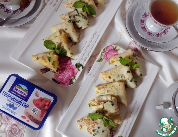 Блины с зелёным луком и рыбной начинкой Блины с зелёным луком и рыбной начинкой