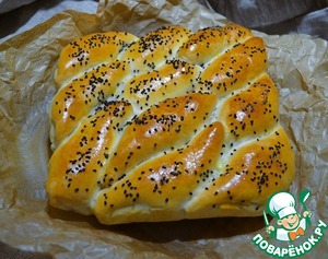 Разборный пирог с сосисками и овощами