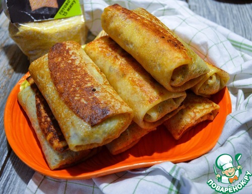 Блинчики с чечевично-злаковой полентой