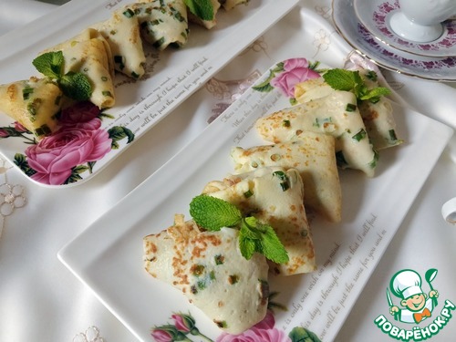 Блины с зелёным луком и рыбной начинкой Блины с зелёным луком и рыбной начинкой