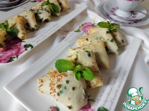 Блины с зелёным луком и рыбной начинкой Блины с зелёным луком и рыбной начинкой