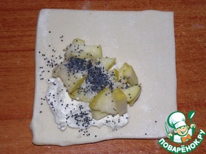 Слойки с творожным сыром и яблоками Слойки с творожным сыром и яблоками