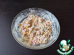 Оладьи с колбасой и кукурузой Оладьи с колбасой и кукурузой