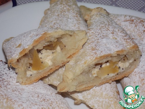 Слойки с творожным сыром и яблоками Слойки с творожным сыром и яблоками