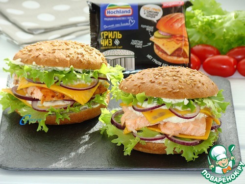 Бургер с семгой гриль Бургер с семгой гриль