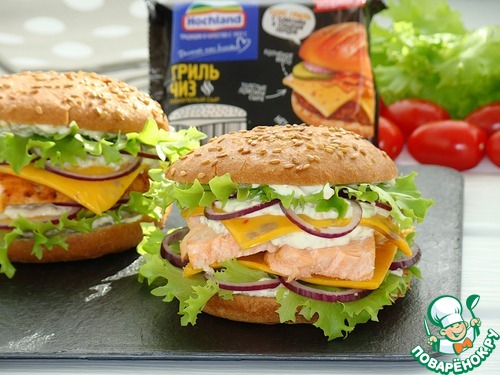 Бургер с семгой гриль Бургер с семгой гриль