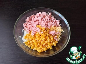 Оладьи с колбасой и кукурузой Оладьи с колбасой и кукурузой