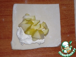Слойки с творожным сыром и яблоками Слойки с творожным сыром и яблоками