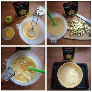 Заливной яблочный пирог с кукурузной полентой