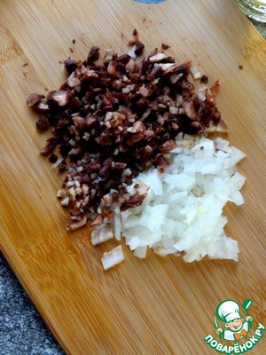 Фаршированные шампиньоны с полентой