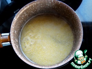 Фаршированные шампиньоны с полентой