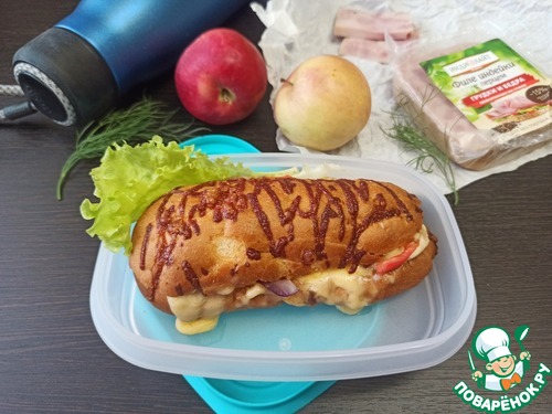 Горячий бутерброд с индейкой и шампиньонами Горячий бутерброд с индейкой и шампиньонами