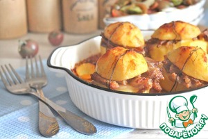 Картофель, фаршированный мясом и сыром
