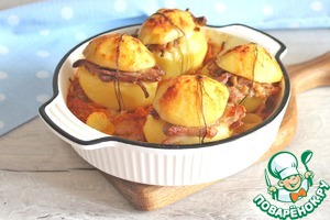 Картофель, фаршированный мясом и сыром