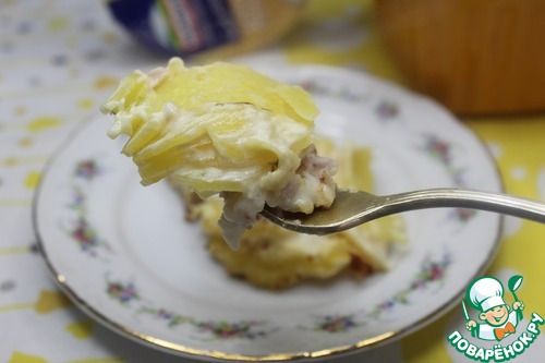 Картофельный гратен с сыром и беконом