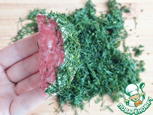 Колбасные "дольки" с творожным сыром Колбасные "дольки" с творожным сыром