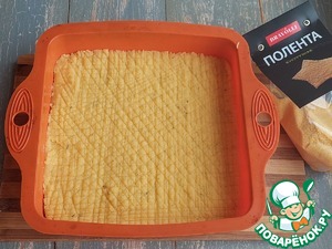 Мясо, запеченное с овощами и полентой